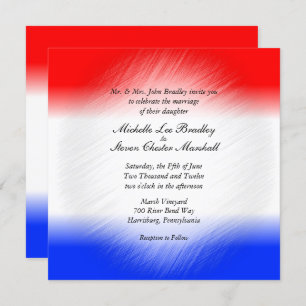 Red White and Blue Stripe Wedding Invitations