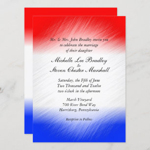 Red White and Blue Stripe Wedding Invitations