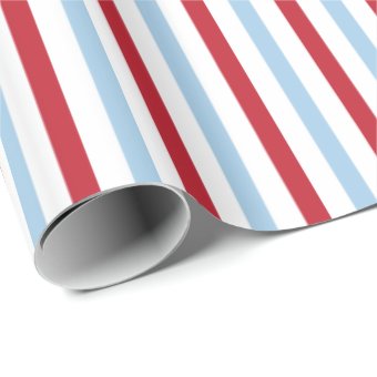 Red White and Blue Striped 4th of July Gift Wrap | Zazzle