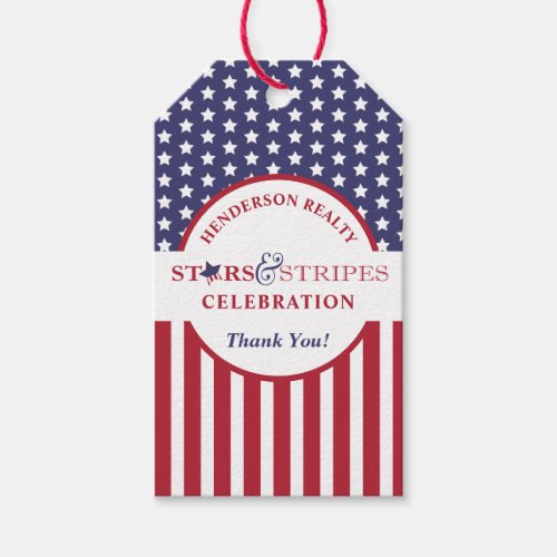 Red White and Blue Striped American Flag Gift Tags
