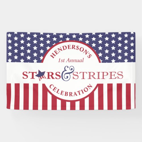 Red White and Blue Striped American Flag Party Banner