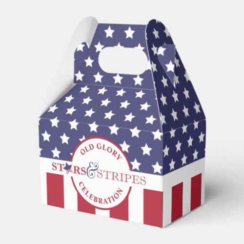 Red White and Blue Striped American Flag Party Favor Boxes