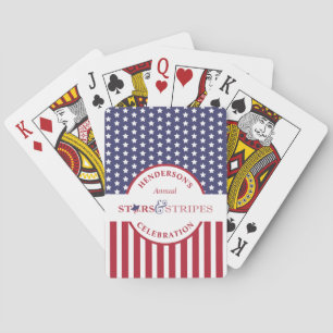 Red White and Blue Striped American Flag Party Poker Cards