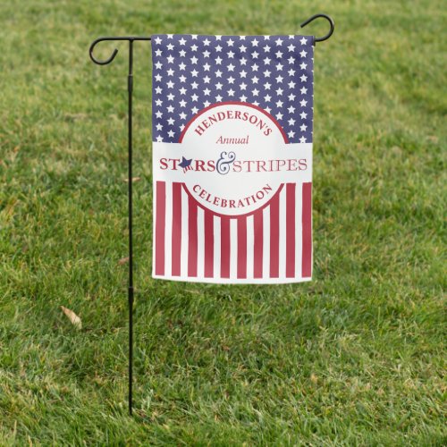 Red White and Blue Striped American Flag Yard Sign