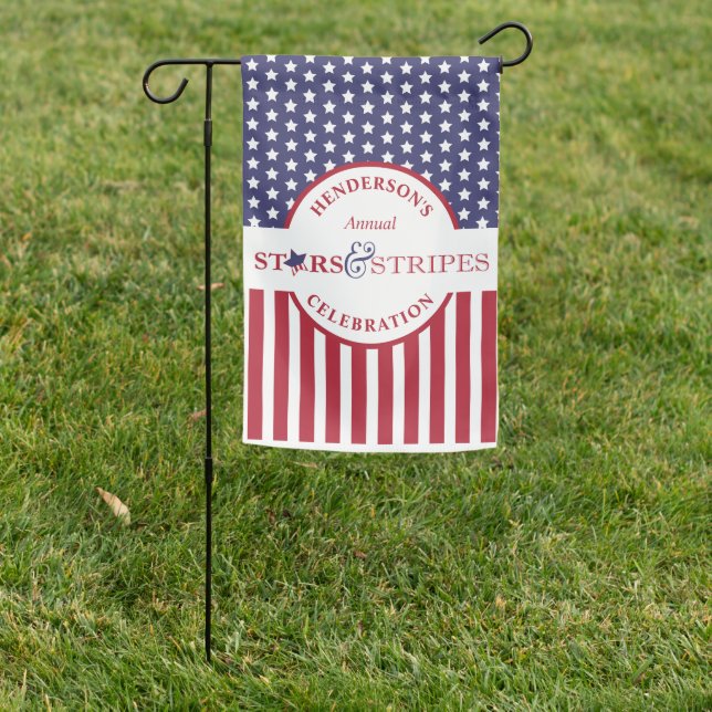 Red White and Blue Striped American Flag Yard Sign (In SItu)