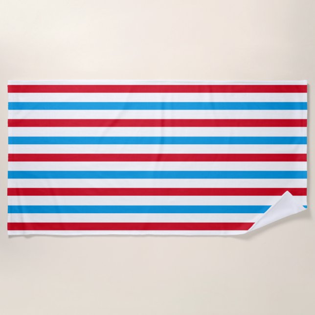 Red, white, and blue striped beach towel (Front)