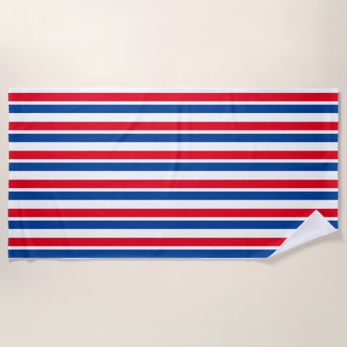 Red White and Blue Striped Beach Towel