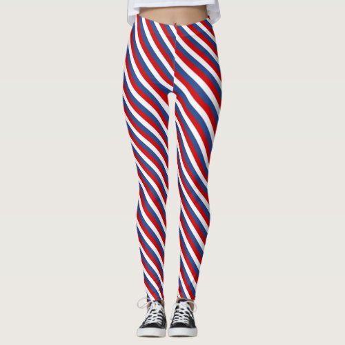 Red white and blue striped leggings