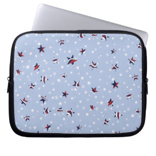 Red White and Blue Striped Stars Patriotic Laptop Sleeve