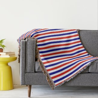 Red White and Blue Striped Throw Blanket