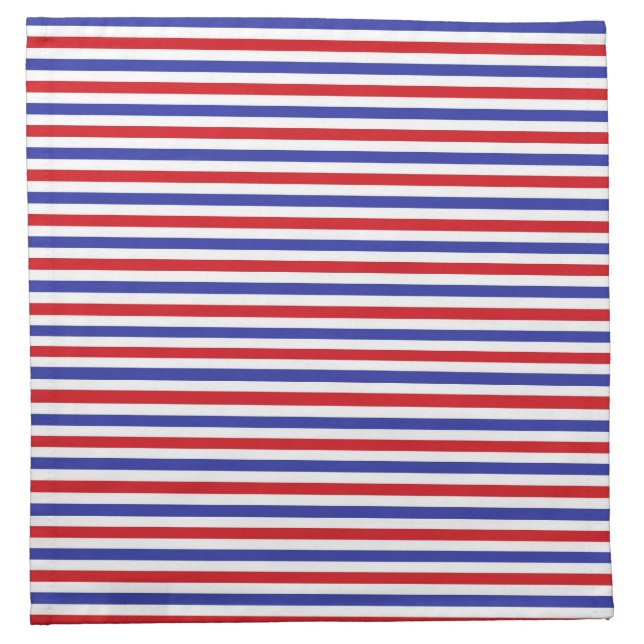 Red, White and Blue Stripes Cloth Napkins (Front)