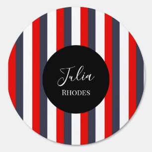 Red, white and blue stripes custom name sign
