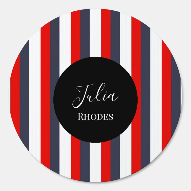 Red, white and blue stripes custom name sign (Front)