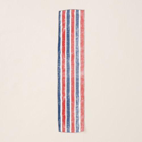 Red White and Blue Stripes Distressed Scarf
