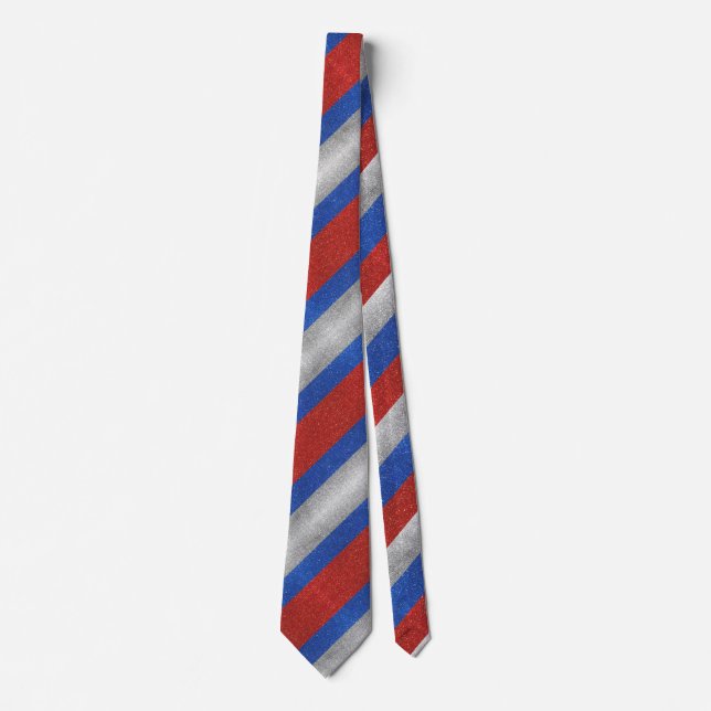 Red White And Blue Stripes Glitter Professional Neck Tie (Front)