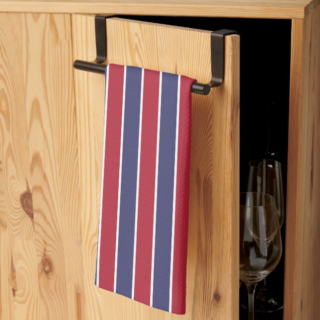 Red White And Blue Stripes Kitchen Towel (Thirds Fold)