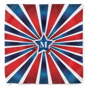 Red White and Blue Stripes Monogram Bandana