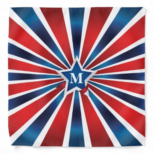 Red White and Blue Stripes Monogram Bandana