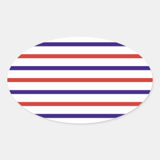 Red White and Blue Stripes Oval Sticker