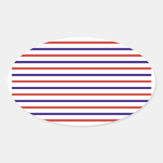 Red White and Blue Stripes Oval Sticker