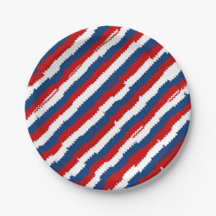 Red, White and Blue Stripes Paper Plates