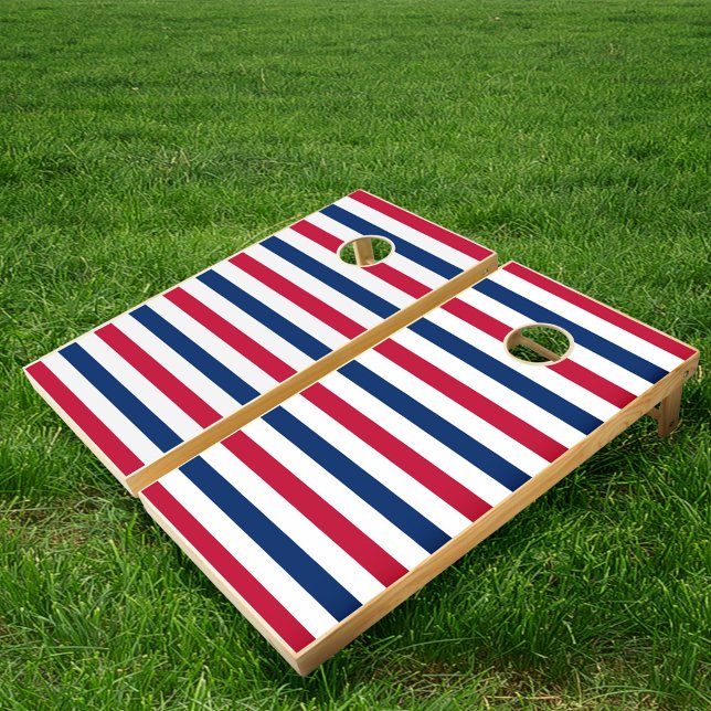 Red White and Blue Stripes Patriotic Cornhole Set (Creator Uploaded)