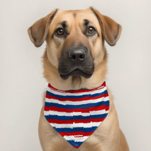 Red, White and Blue Stripes Pet Bandana Collar