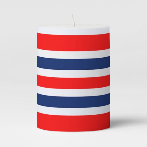 Red White And Blue Stripes Pillar Candle