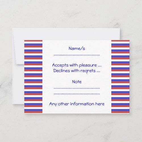 Red, White and Blue Stripes. Custom Invitation