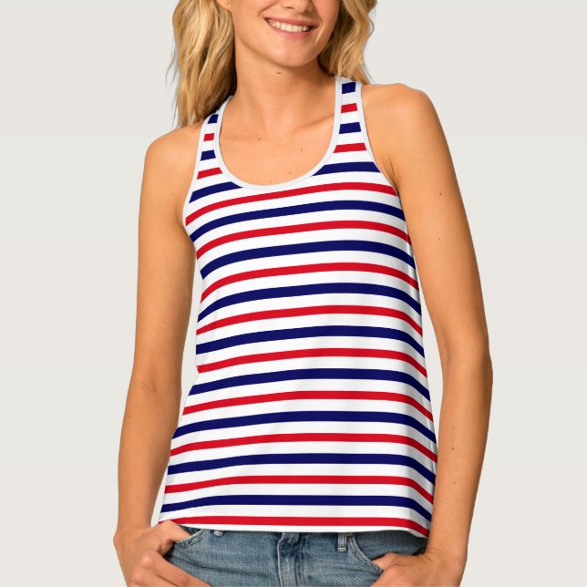 Red, White and Blue Stripes Tank Top (Front)