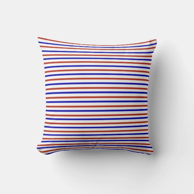 Red, white and blue stripes throw pillow (Front)