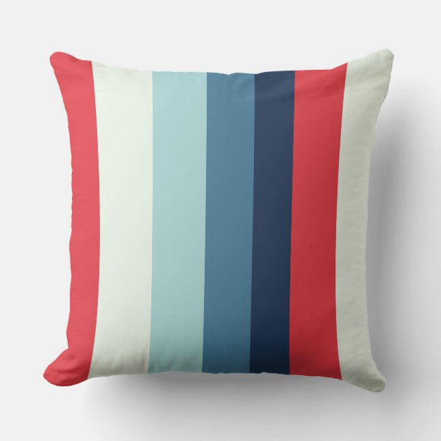 Red White and Blue Stripes Throw Pillow (Front)