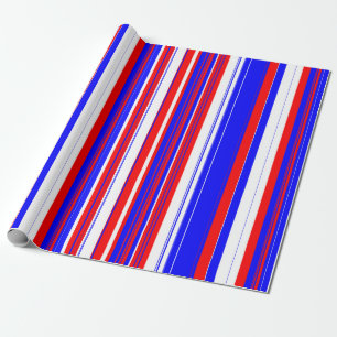 Red white and Blue Stripes  Wrapping Paper