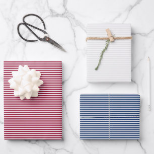 Red White and Blue Stripes Wrapping Paper Sheets
