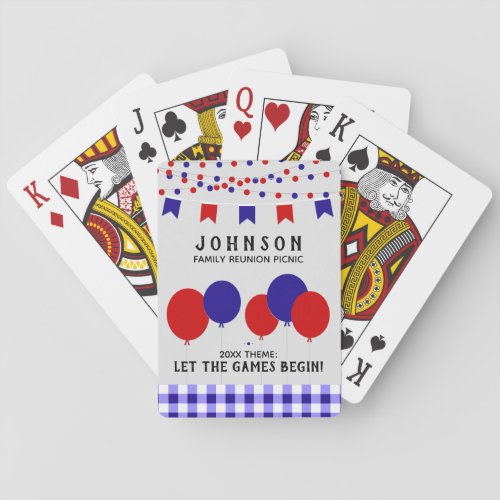 Red White and Blue Summer Party Family Reunion Poker Cards
