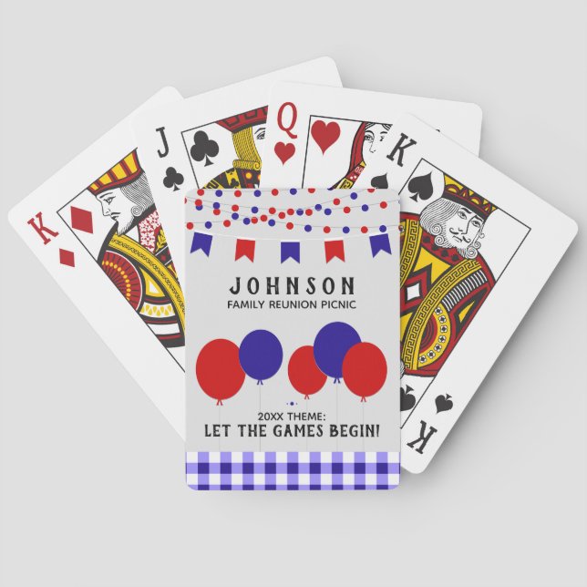 Red White and Blue Summer Party Family Reunion Poker Cards (Back)
