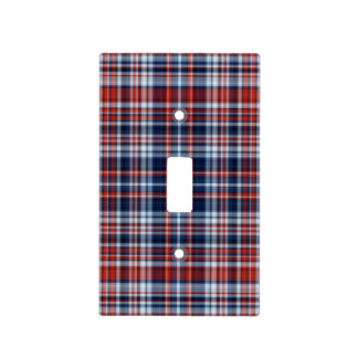 Red White and Blue Tartan Light Switch Cover