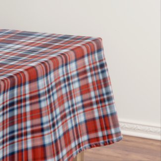 Red White and Blue Tartan Tablecloth