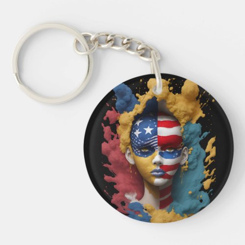 Red White and Blue Tears independence day Keychain