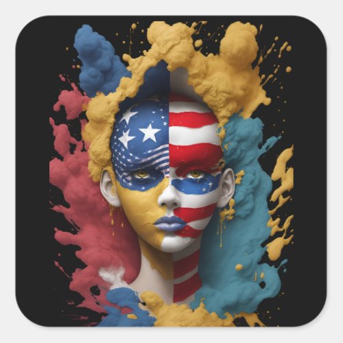 Red White and Blue Tears independence day Square Sticker