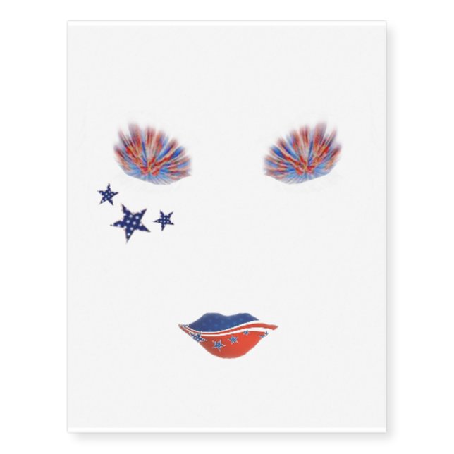 Red white and blue temporary tattoos (Front)