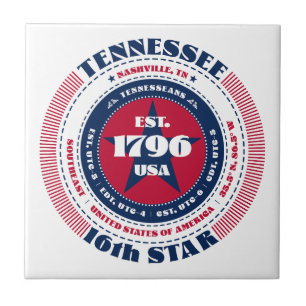 Red, White, and Blue Tennessee Ceramic Tile