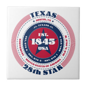 Red, White, and Blue Texas Ceramic Tile