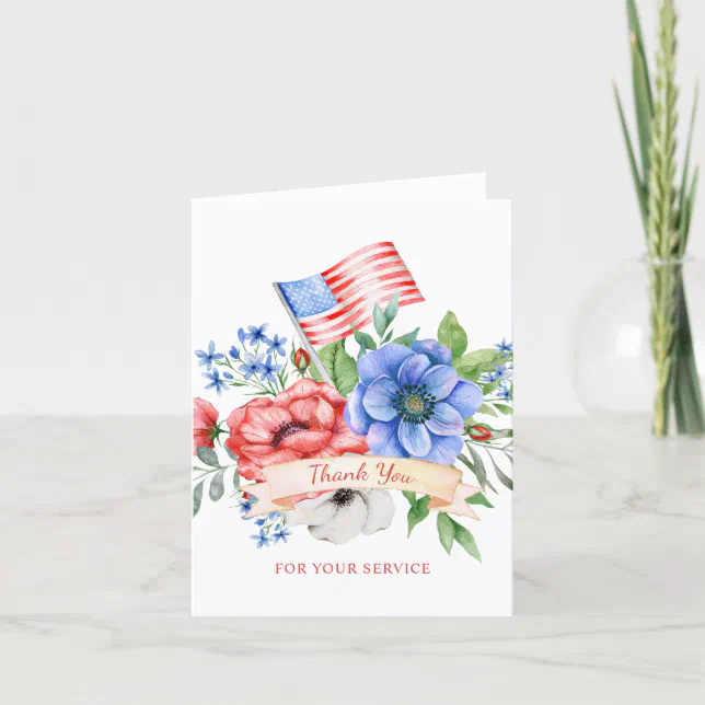 Red White and Blue Thank you for Your Service Zazzle
