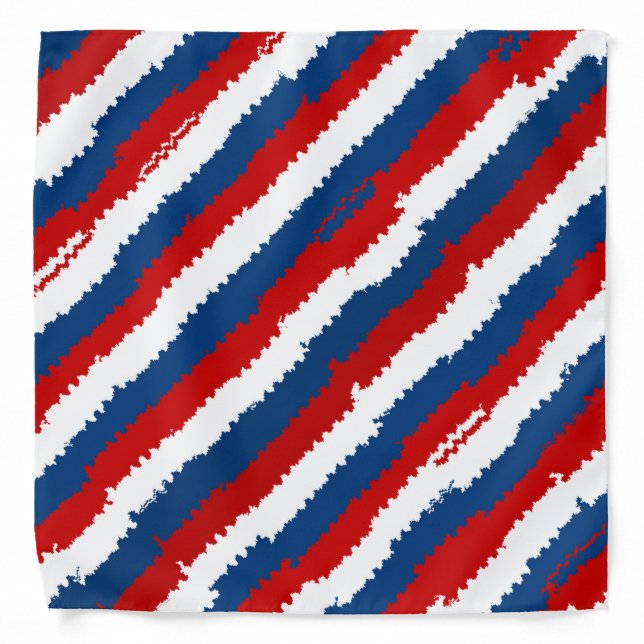 Red, White and Blue Torn Stripes Bandana (Front)