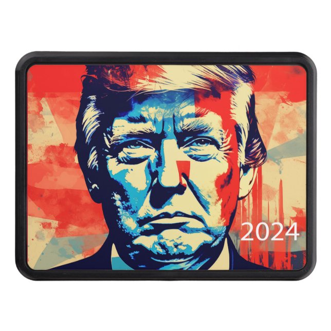 Red, white, and Blue Trump poster style  Hitch Cover (Front)