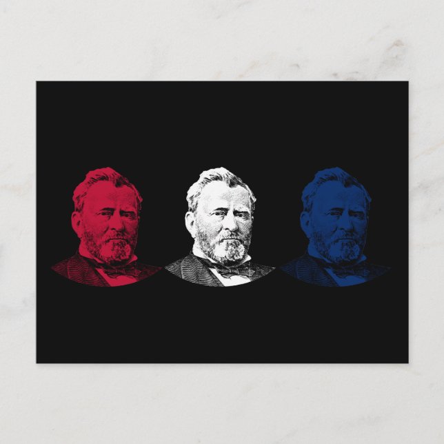 Red, White, and Blue -- U.S. Grant Postcard (Front)