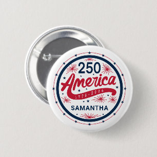 Red White and Blue USA America's 250th Anniversary Button
