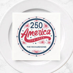 Red White and Blue USA America's 250th Anniversary Napkins