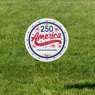 Red White and Blue USA America's 250th Anniversary Sign